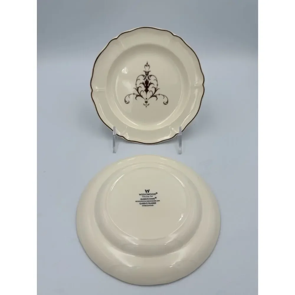 Wedgwood Queen Ware Queen Filigree 6.5” Bread and Butter Plates Set of 2